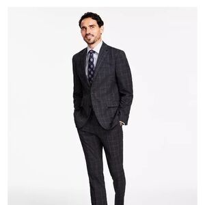 Kenneth Cole Reaction Techni-Cole Plaid Suit navy blue